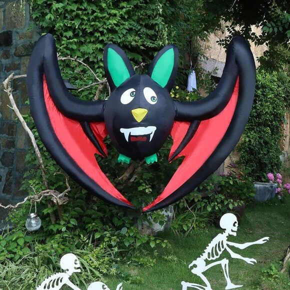 5 FT Long Halloween Inflatable Hanging Bat, Blow up with LED Lights Halloween De - Picture 4 of 6